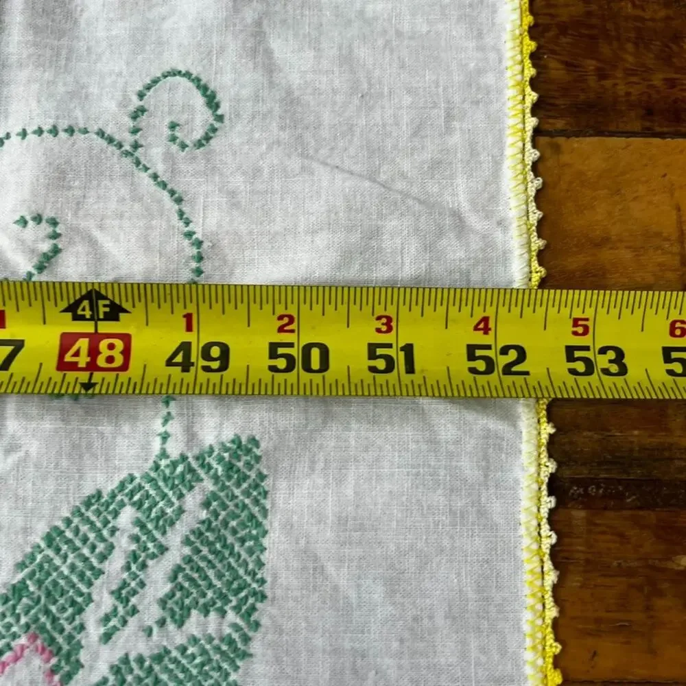 Handmade Table Cloth Criss Cross Stitch 51.5 x 52.5